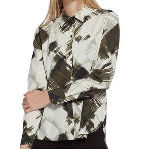 Lysse Women's Small Autumn Shadow Connie Slim Button Down Printed Top‎ Blouse